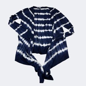 Allen Allen Tie Dye Drape Cardigan Open Front Lightweight Knit Boho Sweater S